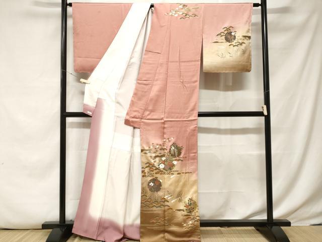 平和屋着物■訪問着　立波雪輪枝花文　暈し染め　金彩　正絹　逸品　CABE7905ev
