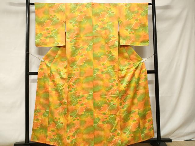 平和屋着物■上質な小紋 枝花文 暈し染め 正絹 逸品 CABE7929ev