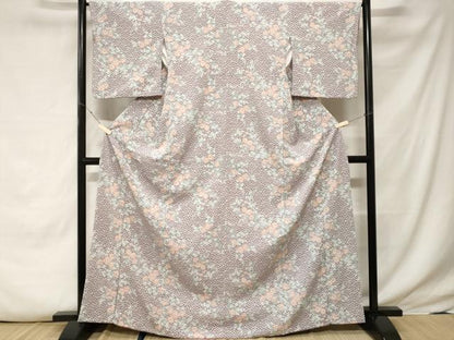 平和屋着物■小紋　青海波枝梅文　鬼しぼ縮緬　洗える着物　CABE7939ev