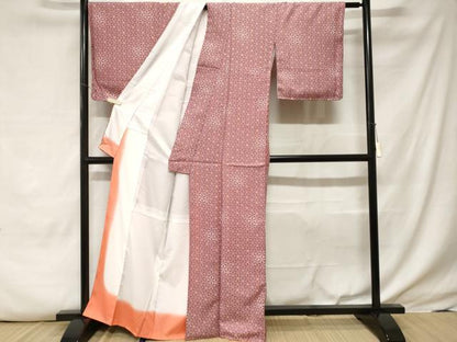 平和屋着物■小紋　麻の葉文様　洗える着物　CABE7947ev