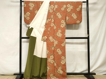 平和屋着物■小紋　麻の葉舞花文　洗える着物　CABE7953ev