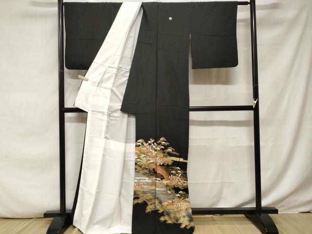 平和屋着物■豪華黒留袖 駒刺繍 御所解文 暈し染め 金彩 正絹 逸品 CABE7992ev