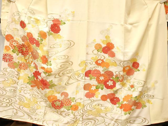 平和屋着物■豪華振袖 駒刺繍 流水草花文 暈し染め 金彩 正絹 逸品 CABE7996ev
