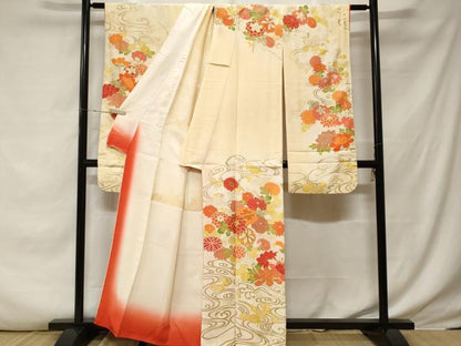 平和屋着物■豪華振袖 駒刺繍 流水草花文 暈し染め 金彩 正絹 逸品 CABE7996ev