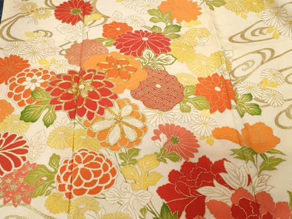 平和屋着物■豪華振袖 駒刺繍 流水草花文 暈し染め 金彩 正絹 逸品 CABE7996ev