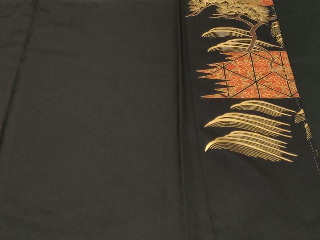 平和屋着物■豪華黒留袖 駒刺繍 地紙飛鶴宝尽くし丸文 金銀彩 正絹 逸品 CABE7999ev