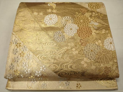 平和屋着物◎六通柄袋帯　唐織　九百佐賀錦　蒔絵　金銀糸　正絹　逸品　CABE8023oy