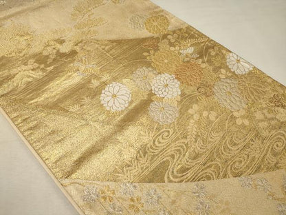 平和屋着物◎六通柄袋帯　唐織　九百佐賀錦　蒔絵　金銀糸　正絹　逸品　CABE8023oy