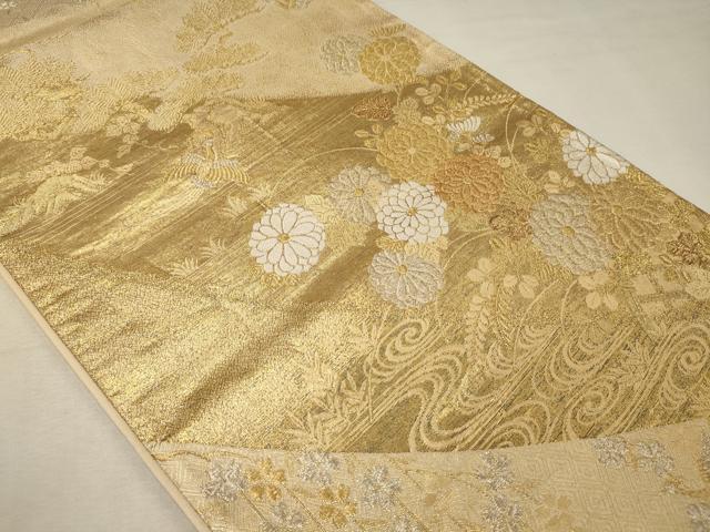 平和屋着物◎六通柄袋帯　唐織　九百佐賀錦　蒔絵　金銀糸　正絹　逸品　CABE8023oy
