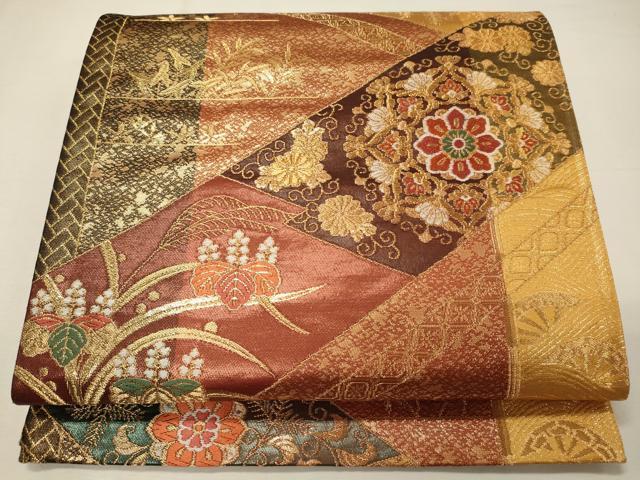 平和屋着物◎六通柄袋帯　唐織　正倉院花唐草文　金糸　正絹　逸品　未使用　CABE8027oy