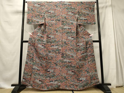 平和屋着物■上質な小紋　流水風景花文　正絹　逸品　未使用　CABE8038oy