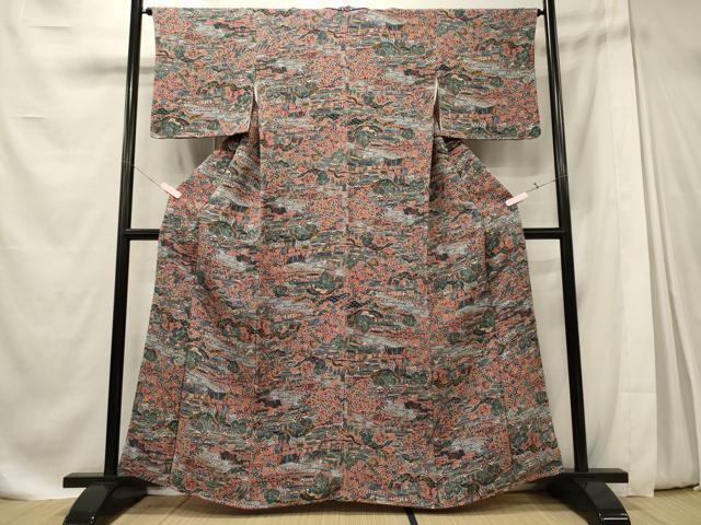 平和屋着物■上質な小紋　流水風景花文　正絹　逸品　未使用　CABE8038oy
