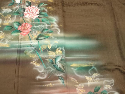 平和屋着物■訪問着 手描き 薔薇 暈し染め 金銀彩 正絹 逸品 未使用 CABE8047oy