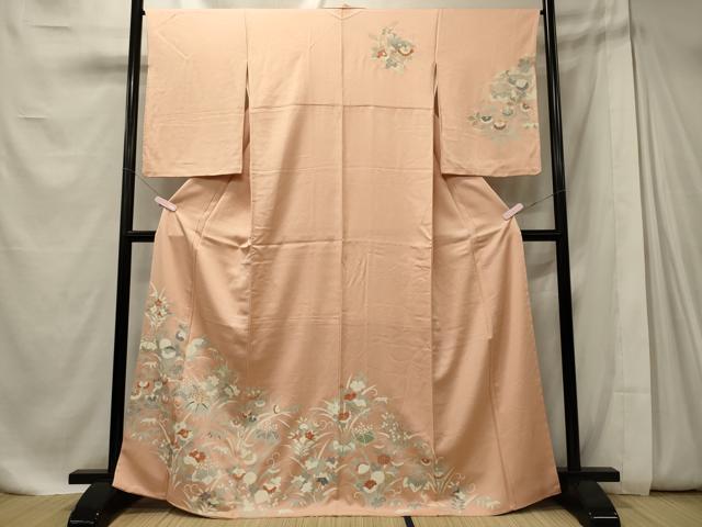 平和屋着物■訪問着 刺繍 草花文 正絹 逸品 CABE8050oy