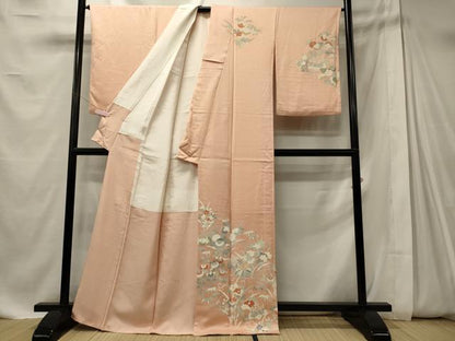 平和屋着物■訪問着 刺繍 草花文 正絹 逸品 CABE8050oy
