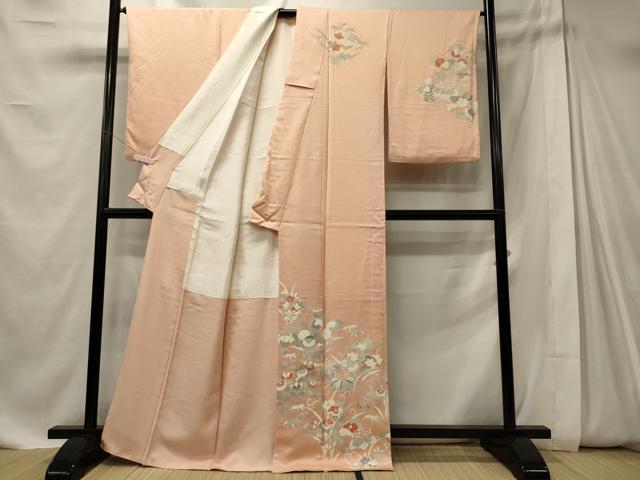 平和屋着物■訪問着 刺繍 草花文 正絹 逸品 CABE8050oy