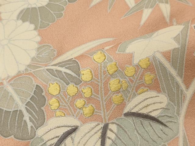平和屋着物■訪問着 刺繍 草花文 正絹 逸品 CABE8050oy