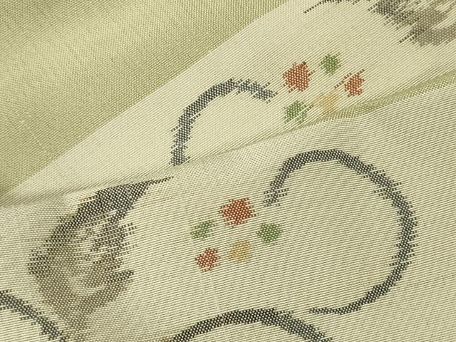 平和屋着物■上質な紬　葡萄蔦の葉文　正絹　逸品　未使用　CABE8056oy
