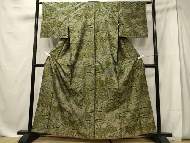 平和屋着物■上質な紬　立波花文　正絹　逸品　CABE8057oy