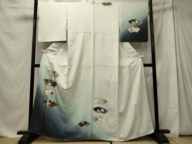 平和屋着物■訪問着　地紙重ね草花文　暈し染め　金銀彩　正絹　逸品　CABE8060oy