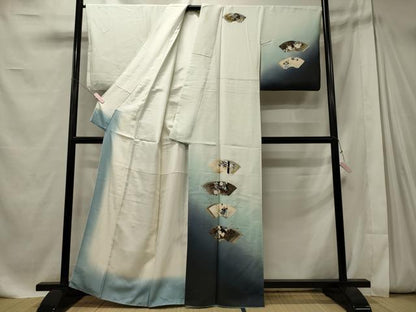 平和屋着物■訪問着　地紙重ね草花文　暈し染め　金銀彩　正絹　逸品　CABE8060oy