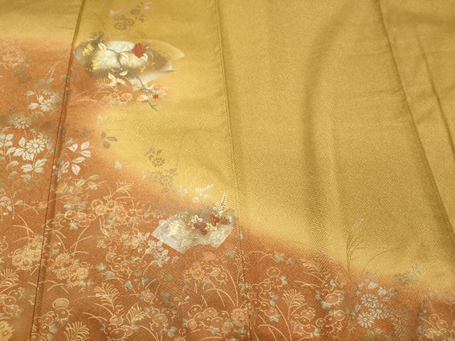 平和屋着物■訪問着　刺繍　地紙草花文　暈し染め　金銀彩　鈴乃屋扱い　正絹　逸品　CABE8067oy