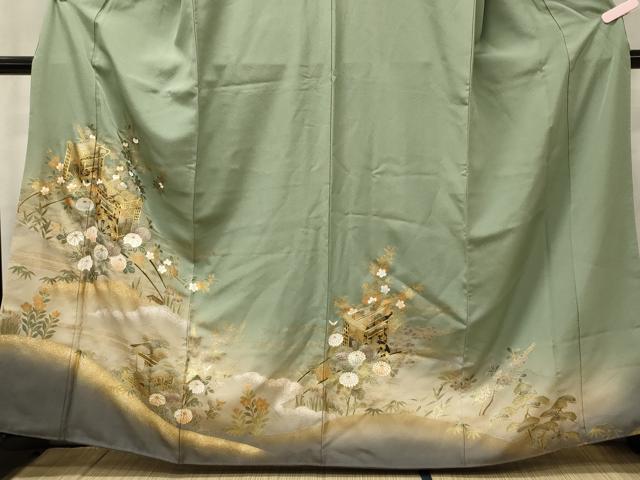 平和屋着物■豪華色留袖　御所車花松文　暈し染め　金銀彩　正絹　逸品　CABE8070oy