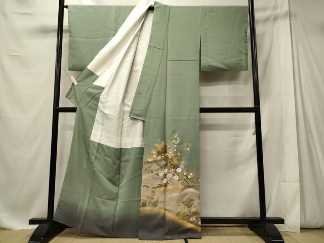 平和屋着物■豪華色留袖　御所車花松文　暈し染め　金銀彩　正絹　逸品　CABE8070oy