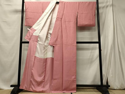 平和屋着物■上質な色無地　紅梅色　正絹　逸品　CABE8071oy
