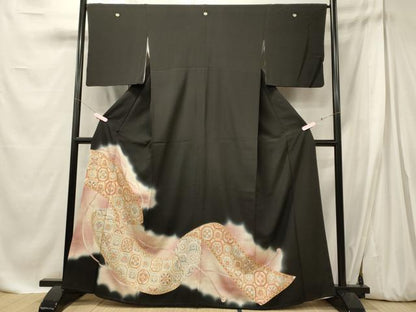 平和屋着物■豪華黒留袖　駒刺繍　短冊吉祥文　暈し染め　金彩　正絹　逸品　CABE8072oy