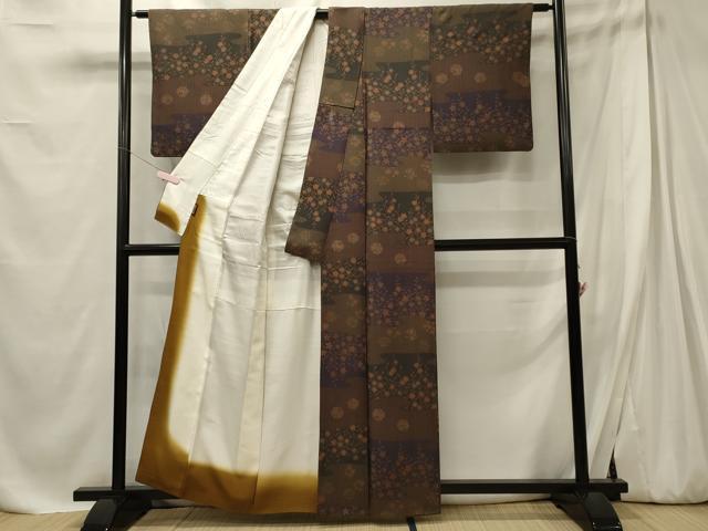 平和屋着物■上質な小紋　雪輪草花丸文　正絹　逸品　CABE8080oy