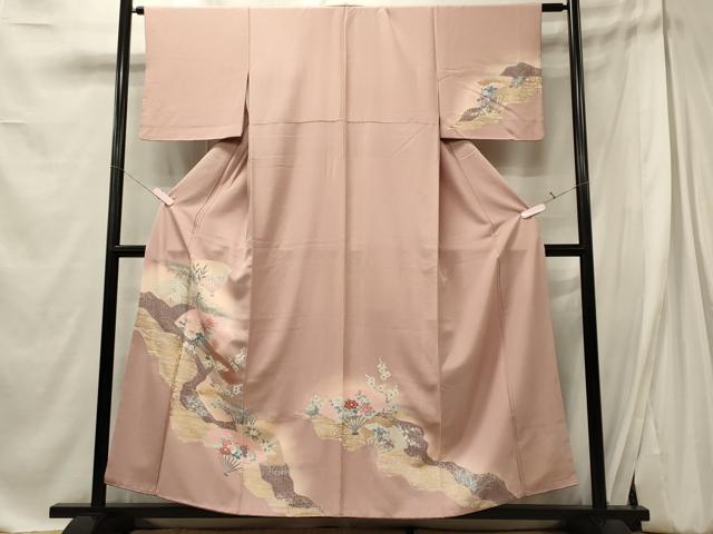 平和屋着物■訪問着　扇面草花文　乱菊　暈し染め　金銀彩　正絹　逸品　CABE8083oy