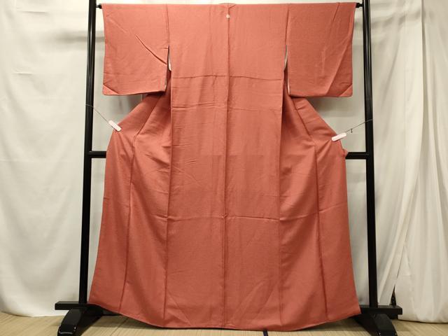 平和屋着物■上質な色無地 銀朱色 正絹 逸品 CABE8084oy