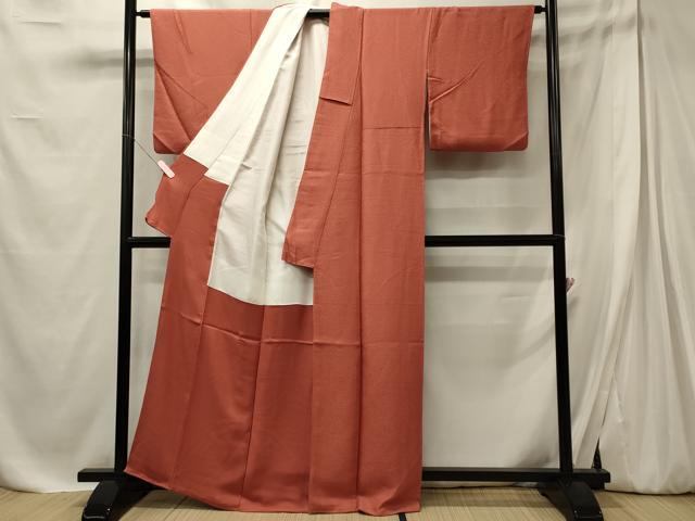 平和屋着物■上質な色無地 銀朱色 正絹 逸品 CABE8084oy