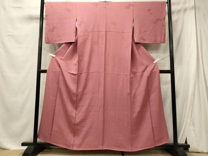 平和屋着物■上質な色無地 亀甲地紋 長春色 正絹 逸品 CABE8086oy