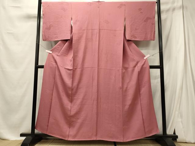平和屋着物■上質な色無地 亀甲地紋 長春色 正絹 逸品 CABE8086oy