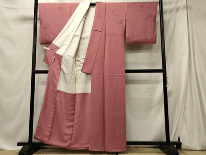平和屋着物■上質な色無地 亀甲地紋 長春色 正絹 逸品 CABE8086oy