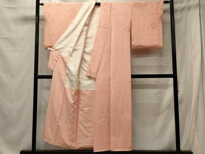 平和屋着物■上質な色無地　流水菊地紋　一斤染色　正絹　逸品　CABE8089oy