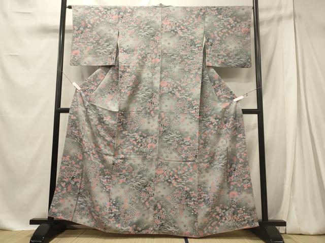 平和屋着物■上質な小紋　草花松文　暈し染め　正絹　逸品　CABE8093oy