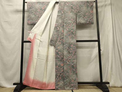 平和屋着物■上質な小紋　草花松文　暈し染め　正絹　逸品　CABE8093oy