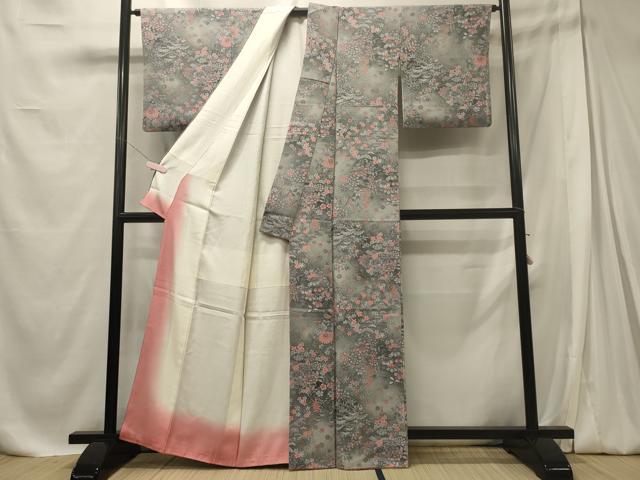 平和屋着物■上質な小紋　草花松文　暈し染め　正絹　逸品　CABE8093oy