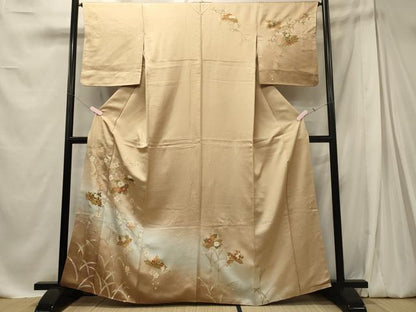平和屋着物■訪問着　枝垂れ花筏文　暈し染め　金彩　正絹　逸品　CABE8098oy