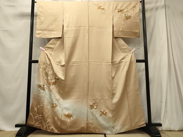 平和屋着物■訪問着　枝垂れ花筏文　暈し染め　金彩　正絹　逸品　CABE8098oy