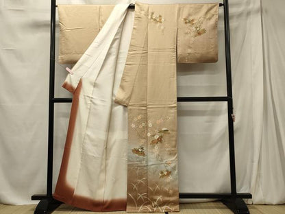 平和屋着物■訪問着　枝垂れ花筏文　暈し染め　金彩　正絹　逸品　CABE8098oy