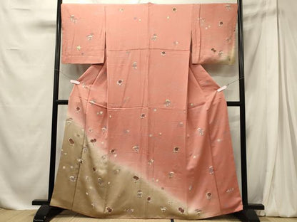 平和屋着物■訪問着　芝草花文　暈し染め　金彩　正絹　逸品　CABE8101oy
