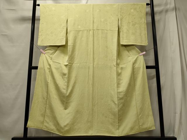 平和屋着物■上質な色無地 草木地紋 若菜色 正絹 逸品 CABE8111oy