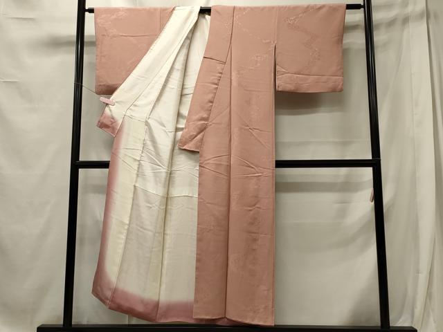 平和屋着物■上質な色無地　道長流水地紋　水柿色　正絹　逸品　CABE8112oy