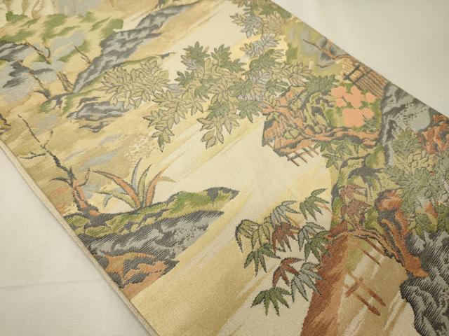 平和屋着物◎六通柄袋帯 風景枝葉文 金糸 正絹 逸品 CABE8154oy