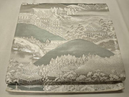 平和屋着物◎六通柄袋帯 プラチナ箔 東山遠望 九百錦 正絹 逸品 CABE8162oy