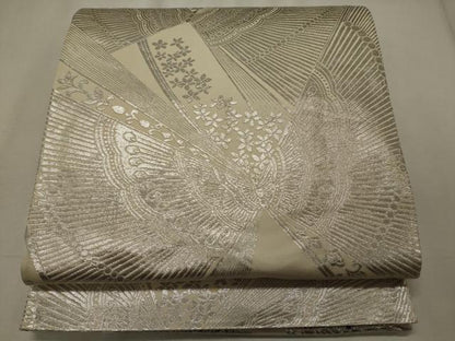 平和屋着物◎両面　全通柄袋帯　唐織　やまとオリジナル　蝶のロンド　銀糸　正絹　逸品　CABE8188oy